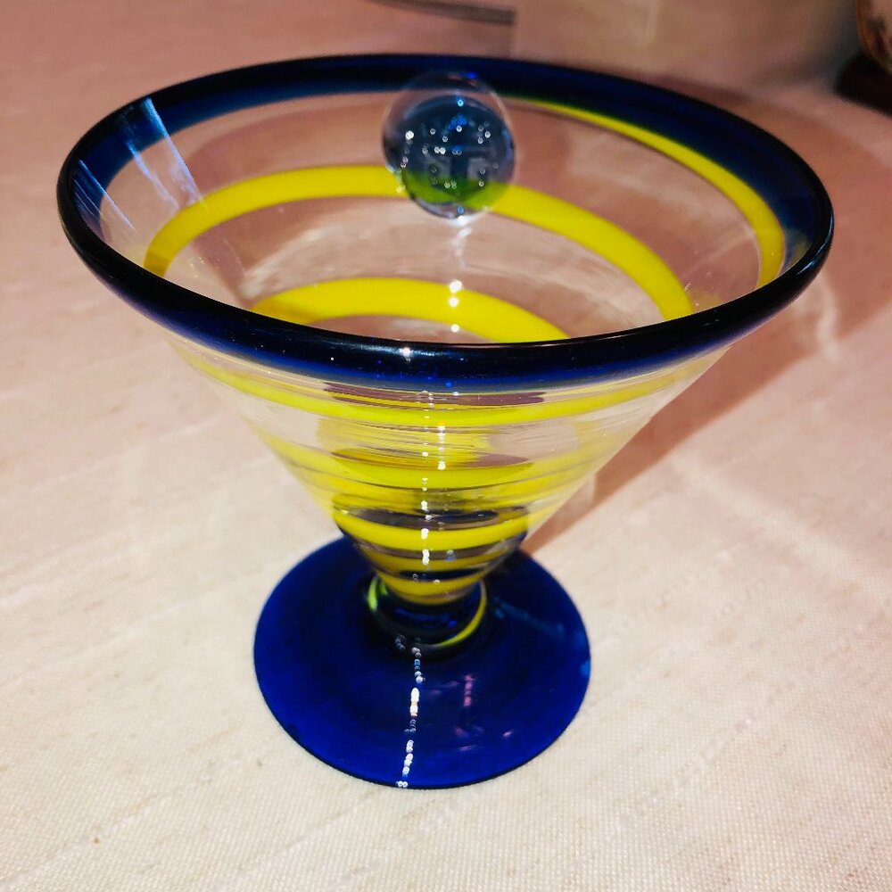 COLORED GLASS STEMMED VASE